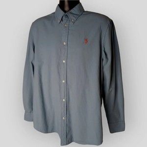 Polo Ralph Lauren BLUE Garment-Dyed RELAXED FIT Shirt Men's XL Hot Pink Pony